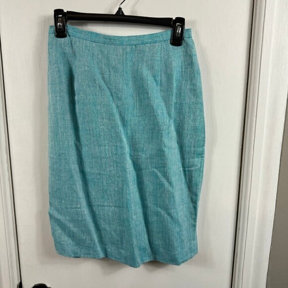 Vintage Versus Gianni Versace teal 100% linen a-line skirt.  Size 28/42 - Picture 1 of 6